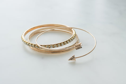 Beaded Stacking Stretch Bracelets Steel Gold 14K  Waterproof